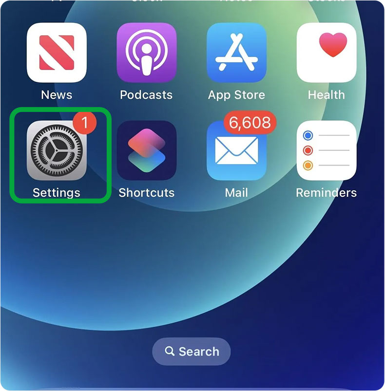 Settings app en iPhone