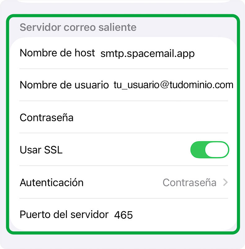 Servidor correo saliente